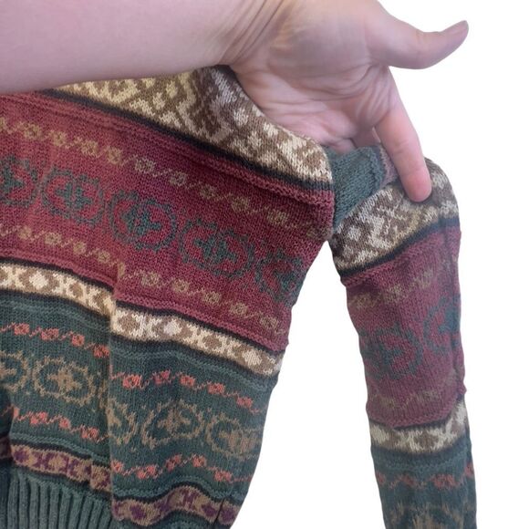 Vintage 1990s American Eagle Knit Crewneck Sweater / Striped / All Over Pattern - Picture 8 of 16